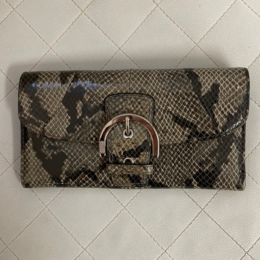 Coach Brown/Black Python Embossed Leather Soho Continental Wallet